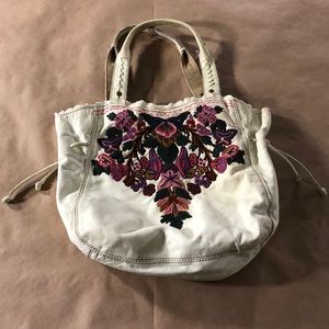 Lucky Brand White Leather Embroidered Purse